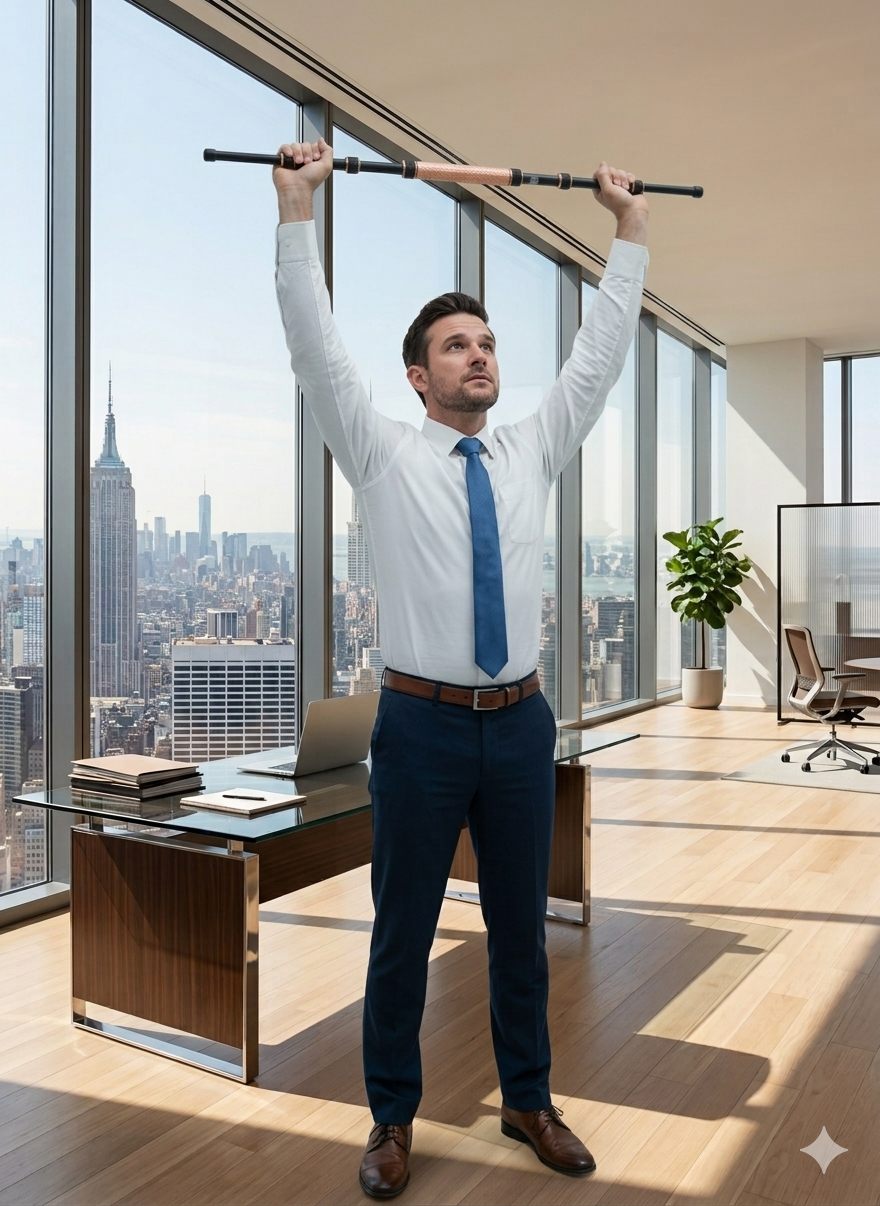 RUYI at the office — desk reset stretch